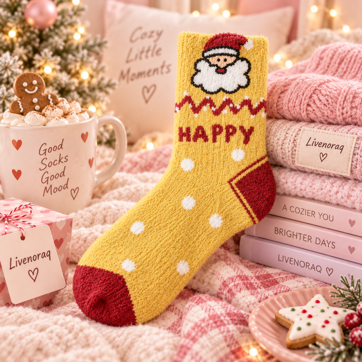 Livenoraq® Christmas Santa Fuzzy Crew Socks