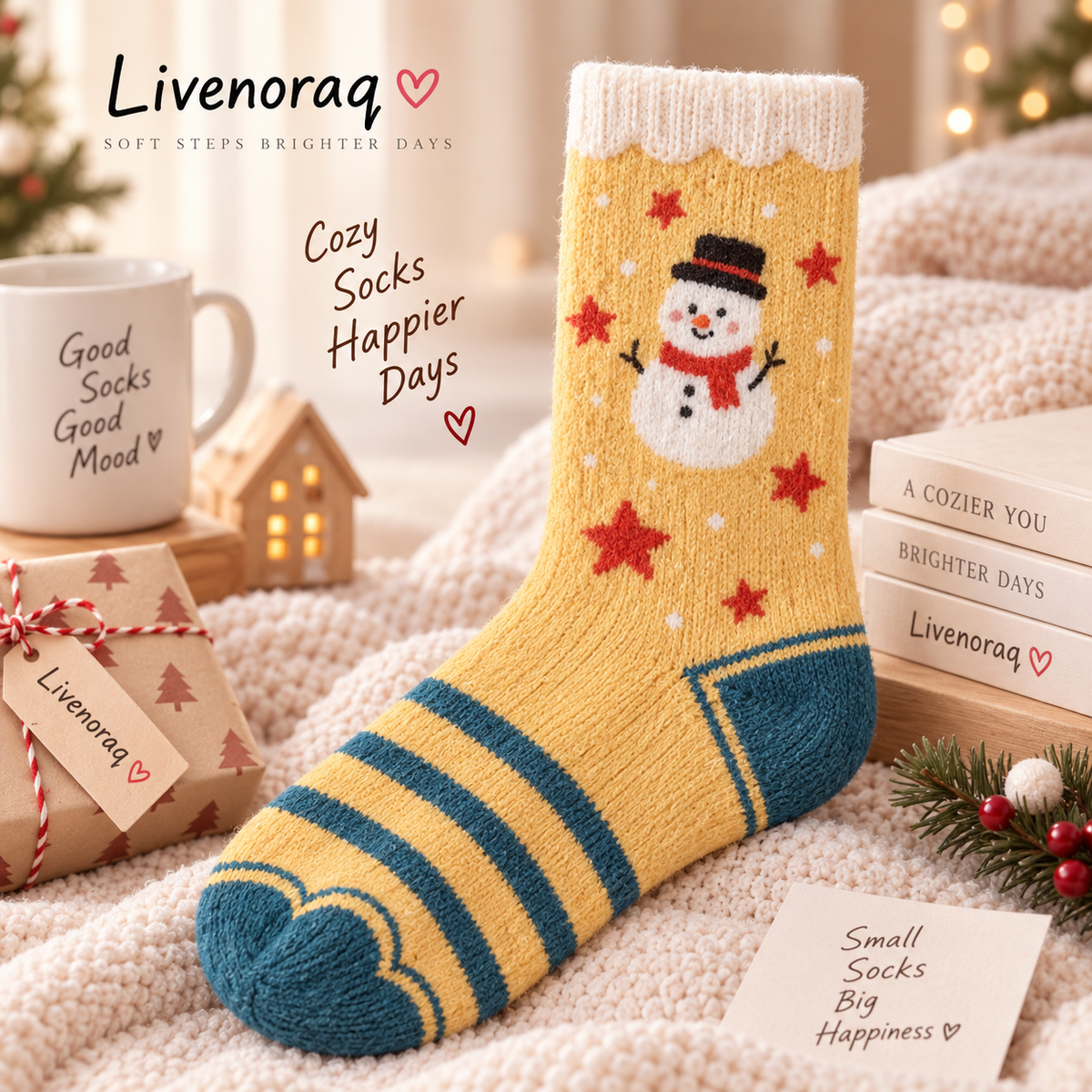Livenoraq® Christmas Snowman Fuzzy Crew Socks