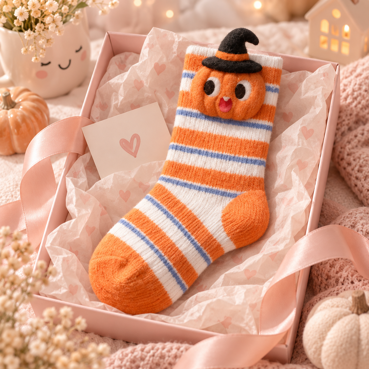 Livenoraq® Halloween Pumpkin Witch Hat Crew Socks