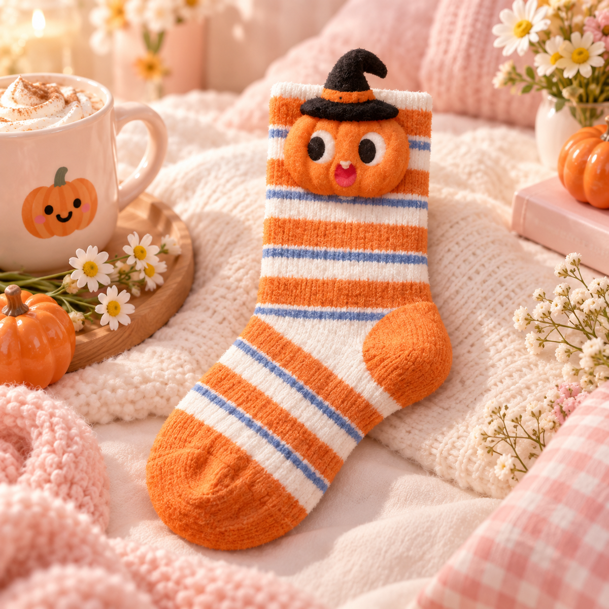 Livenoraq® Halloween Pumpkin Witch Hat Crew Socks