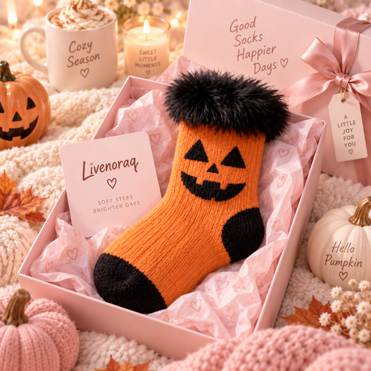 Livenoraq® Halloween Pumpkin Face Fuzzy Crew Socks