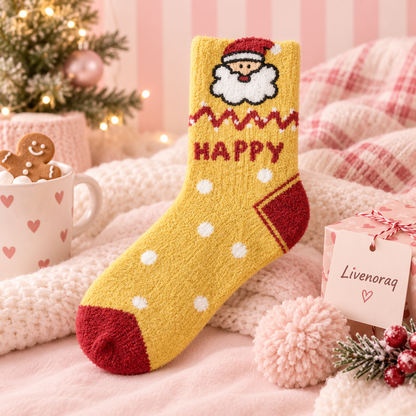 Livenoraq® Christmas Santa Fuzzy Crew Socks