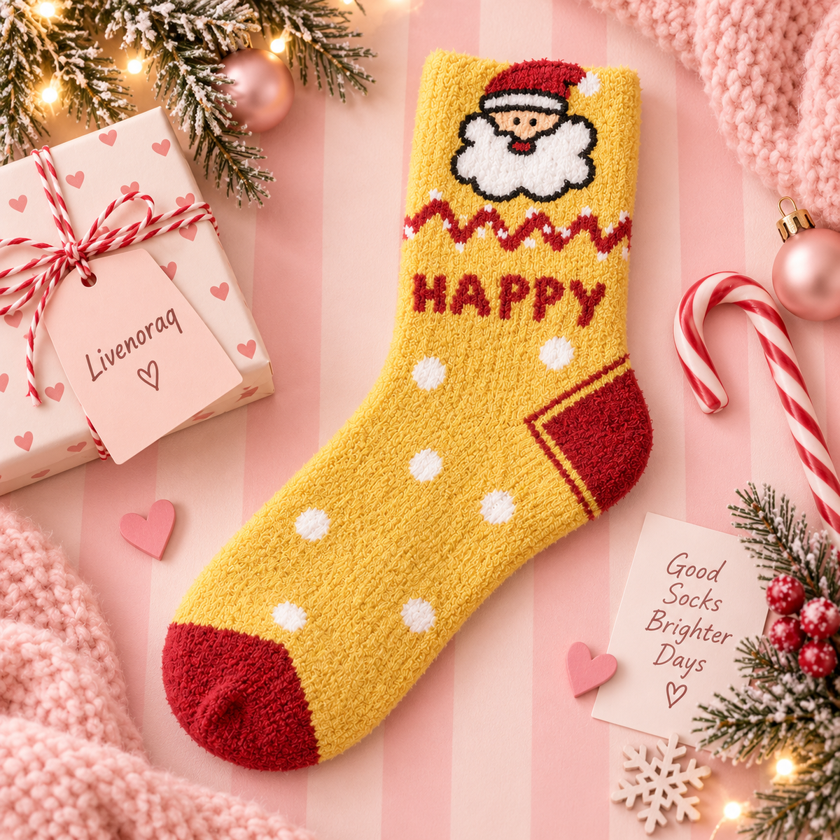 Livenoraq® Christmas Santa Fuzzy Crew Socks