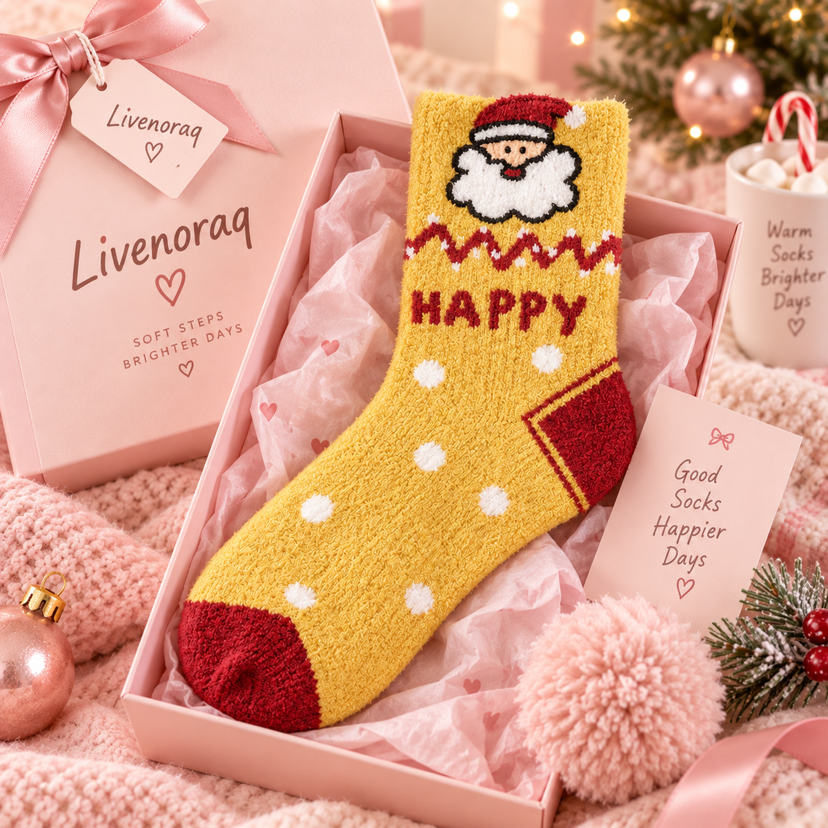 Livenoraq® Christmas Santa Fuzzy Crew Socks