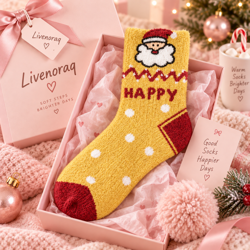 Livenoraq® Christmas Santa Fuzzy Crew Socks