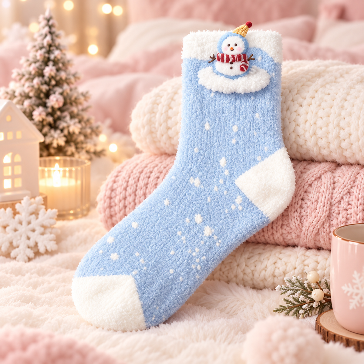 Livenoraq® Winter Snowman Fuzzy Crew Socks