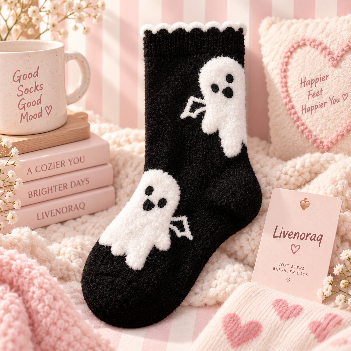 Livenoraq® Halloween Ghost Fuzzy Crew Socks