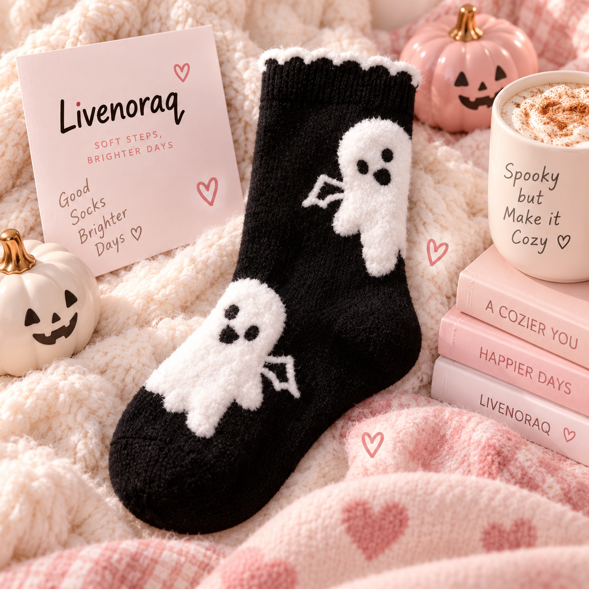 Livenoraq® Halloween Ghost Fuzzy Crew Socks