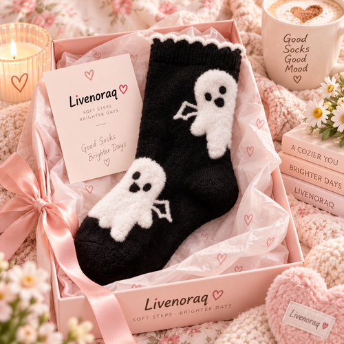 Livenoraq® Halloween Ghost Fuzzy Crew Socks