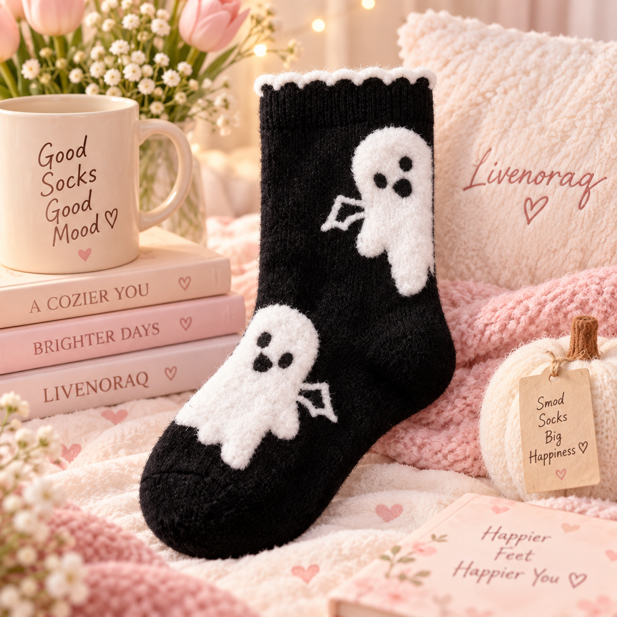 Livenoraq® Halloween Ghost Fuzzy Crew Socks