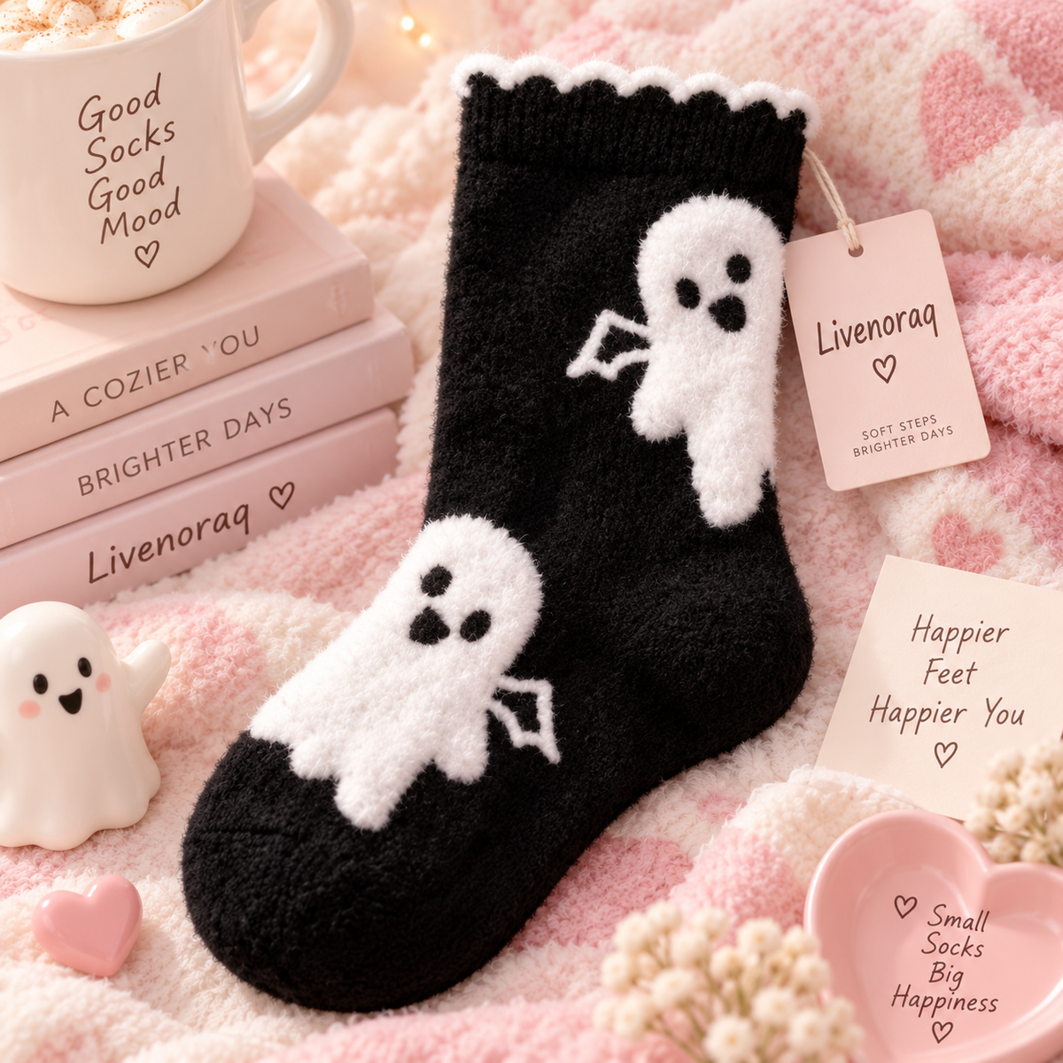Livenoraq® Halloween Ghost Fuzzy Crew Socks