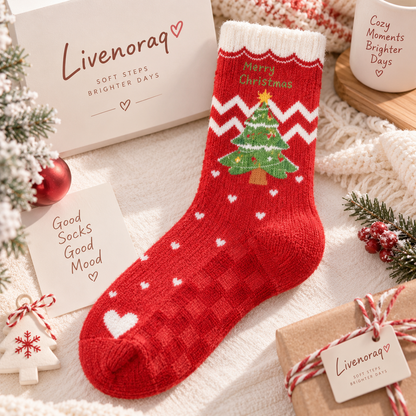 Livenoraq® Christmas Tree Fuzzy Crew Socks