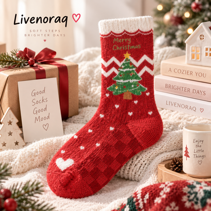 Livenoraq® Christmas Tree Fuzzy Crew Socks