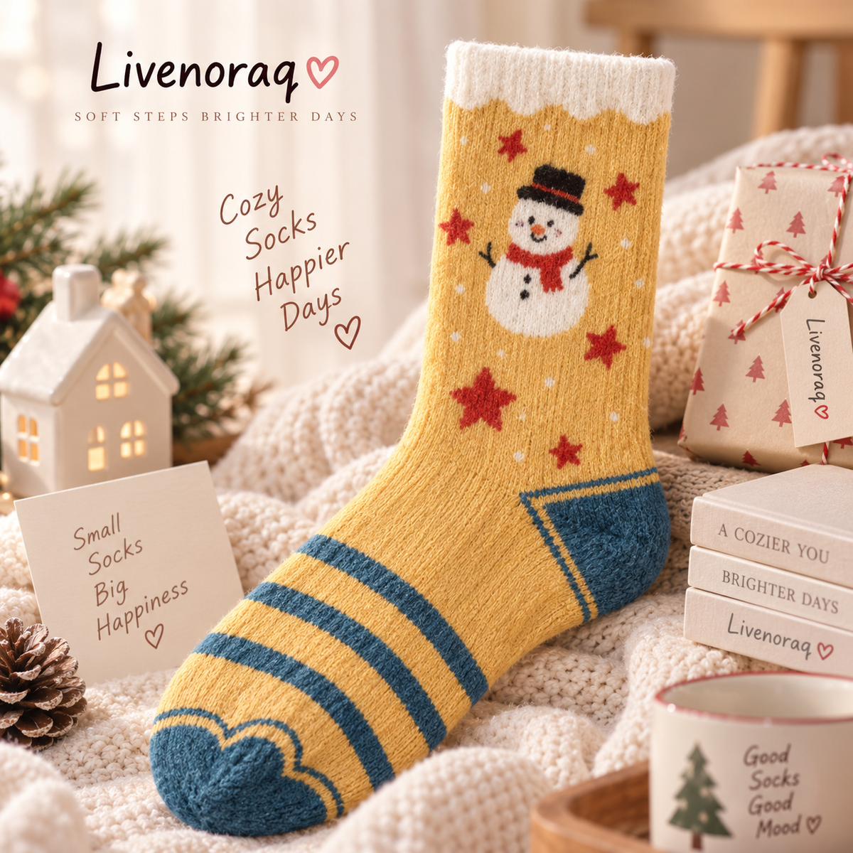Livenoraq® Christmas Snowman Fuzzy Crew Socks