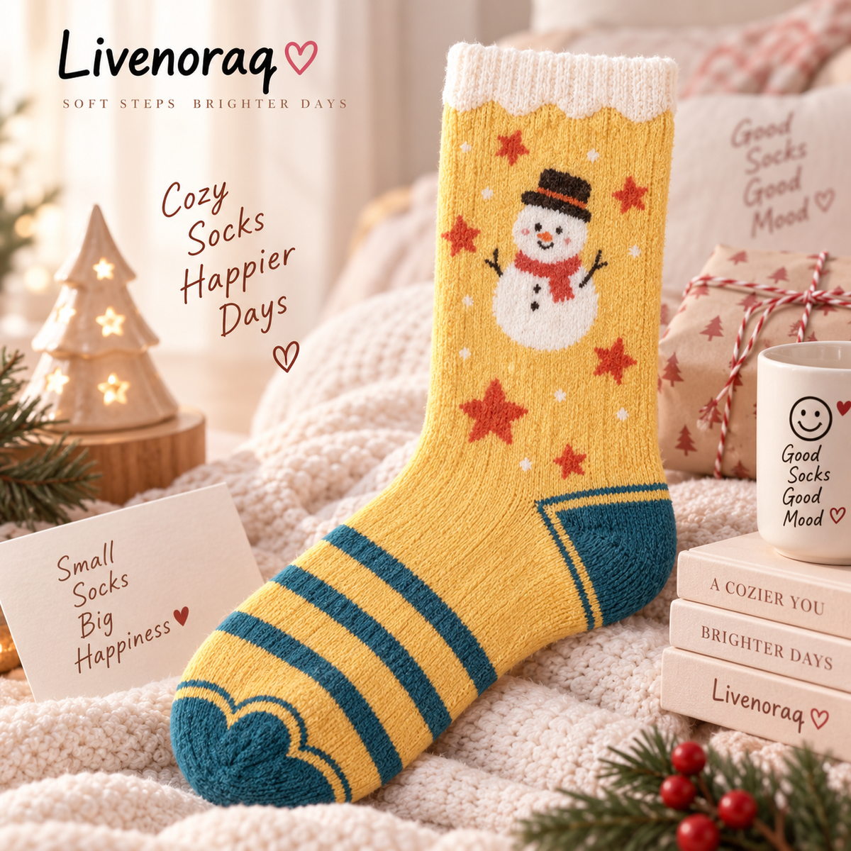 Livenoraq® Christmas Snowman Fuzzy Crew Socks