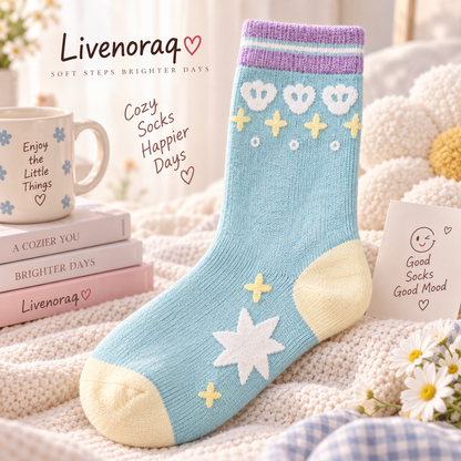Livenoraq® Pastel Star Cozy Crew Socks