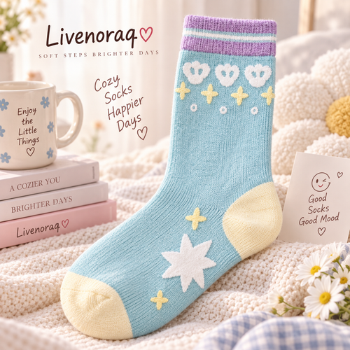 Livenoraq® Pastel Star Cozy Crew Socks