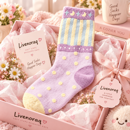 Livenoraq® Pastel Moon & Star Cozy Crew Socks