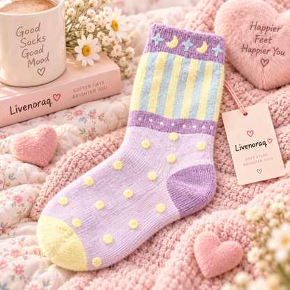Livenoraq® Pastel Moon & Star Cozy Crew Socks