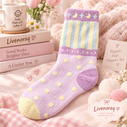 Livenoraq® Pastel Moon & Star Cozy Crew Socks