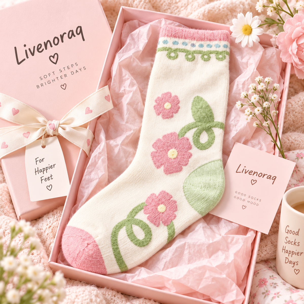 Livenoraq® Floral Cozy Crew Socks