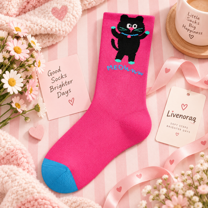 Livenoraq® Cute Cat Graphic Crew Socks