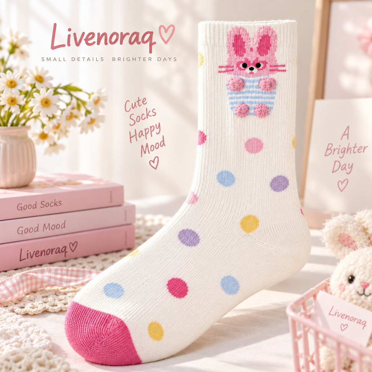 Livenoraq® Cute Bunny Polka Dot Crew Socks