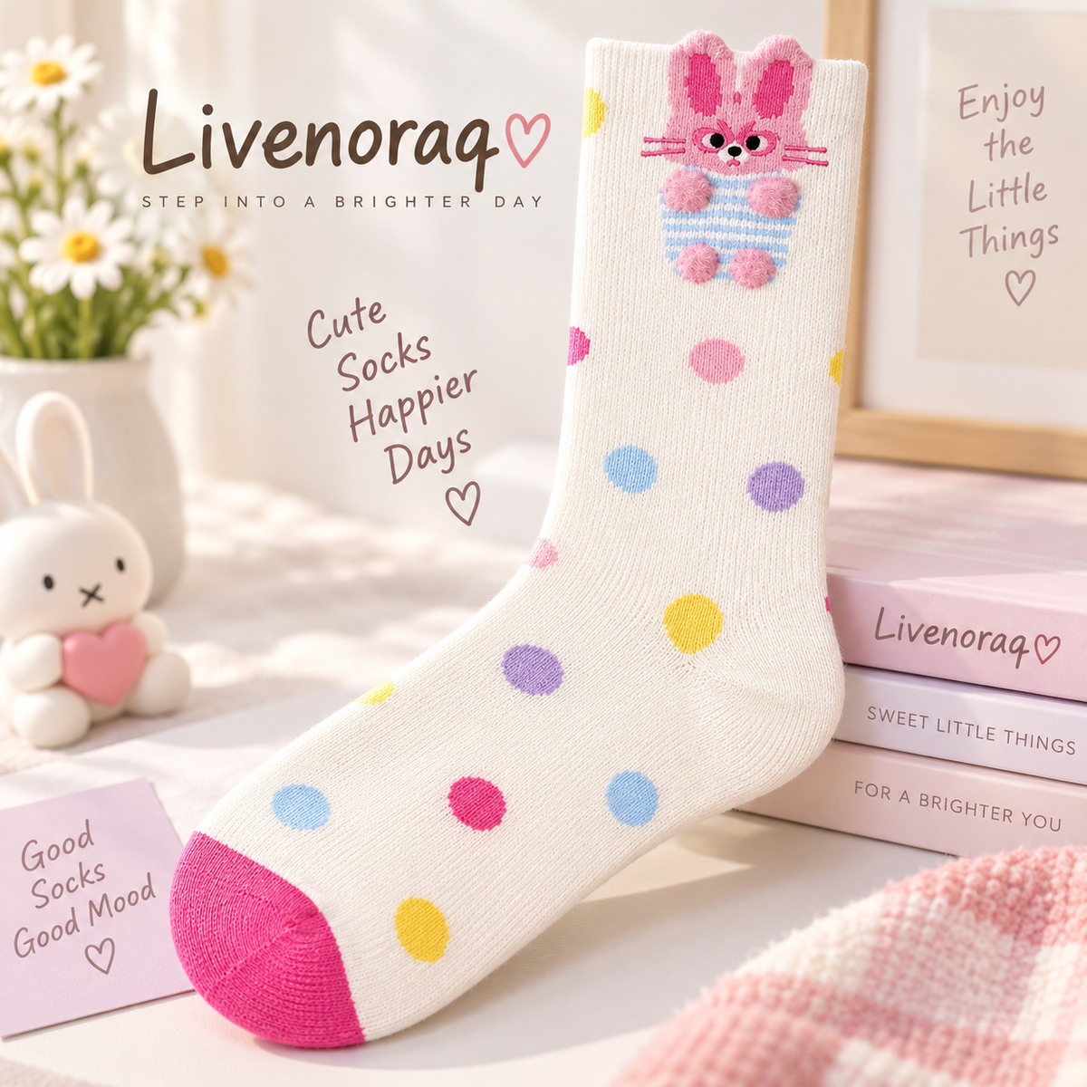 Livenoraq® Cute Bunny Polka Dot Crew Socks