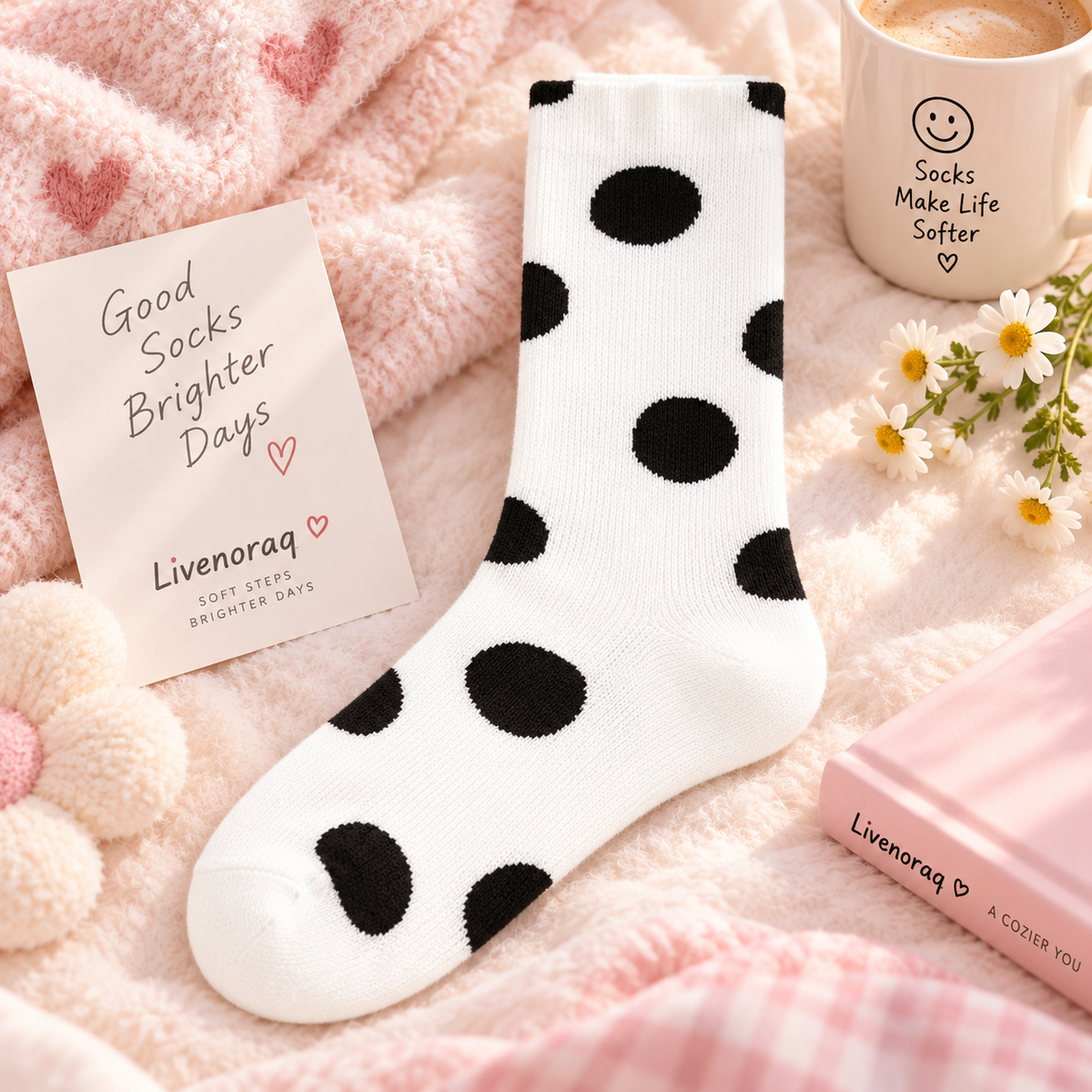 Livenoraq® Black Polka Dot Classic Crew Socks