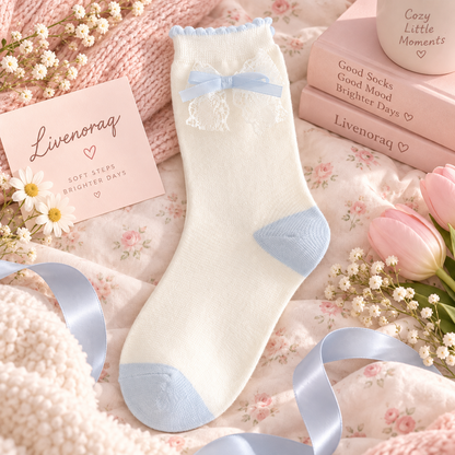 Livenoraq® Lace Bow Cozy Crew Socks for Women