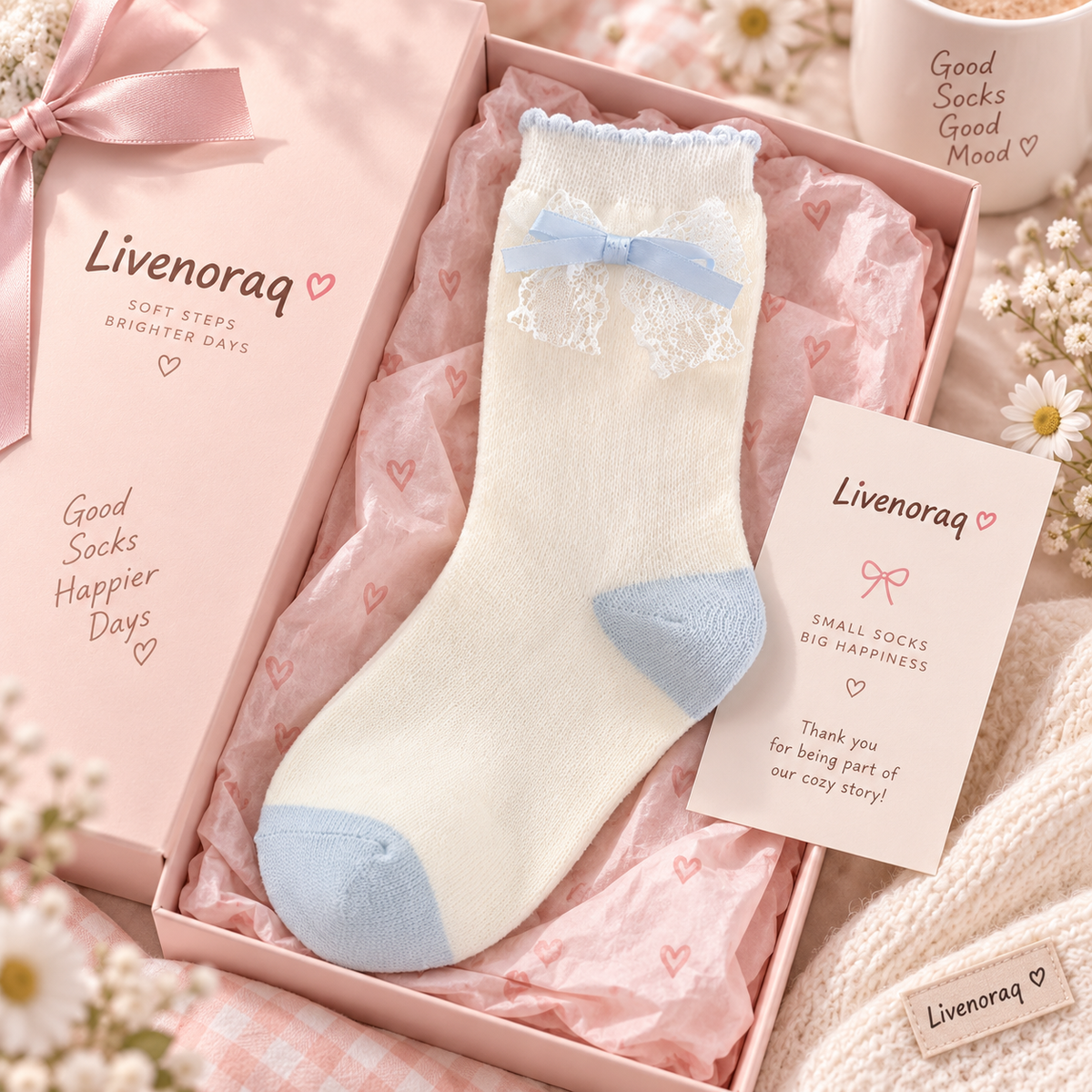 Livenoraq® Lace Bow Cozy Crew Socks for Women