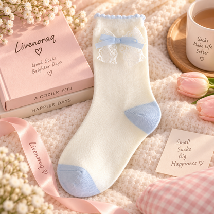 Livenoraq® Lace Bow Cozy Crew Socks for Women