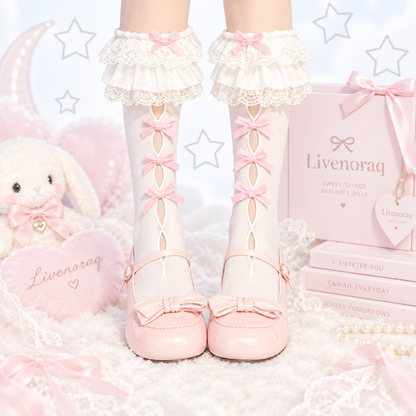 Livenoraq® Lace Bow Knee-High Socks for Women