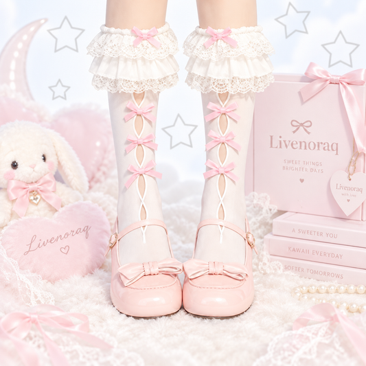 Livenoraq® Lace Bow Knee-High Socks for Women