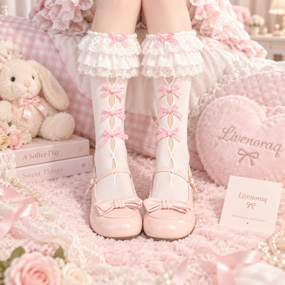 Livenoraq® Lace Bow Knee-High Socks for Women