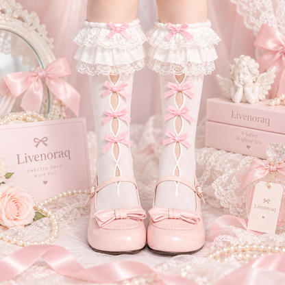 Livenoraq® Lace Bow Knee-High Socks for Women