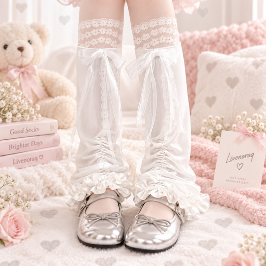 Livenoraq® Lace Ruffle Bow Knee-High Socks for Women